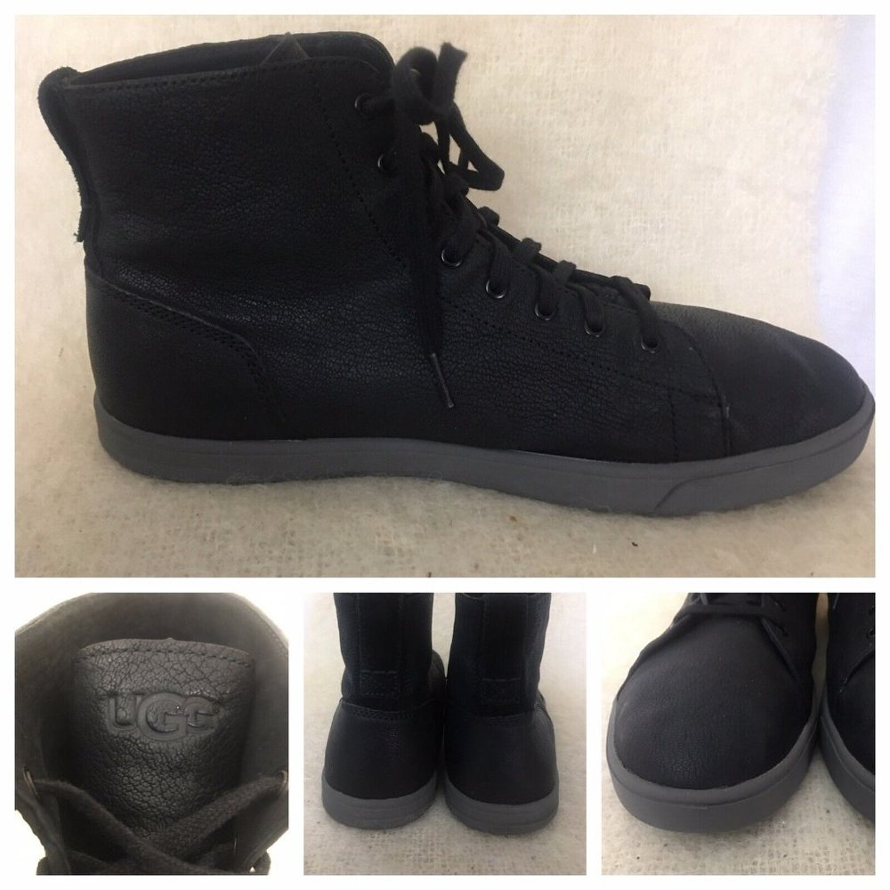 UGG Steiner high tops black Leather lace up No. 1013311 mens US size 13 EUR 47